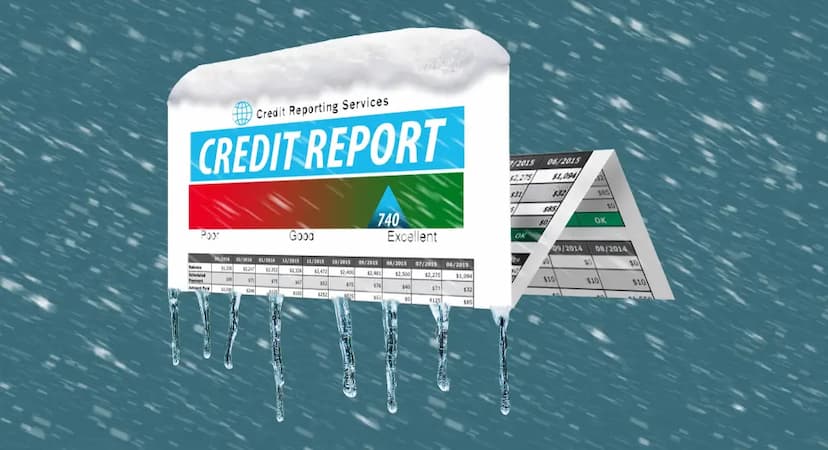 Credit Report Frozen with Ice